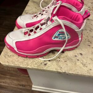 Fila High-Top Pink and White Sneakers